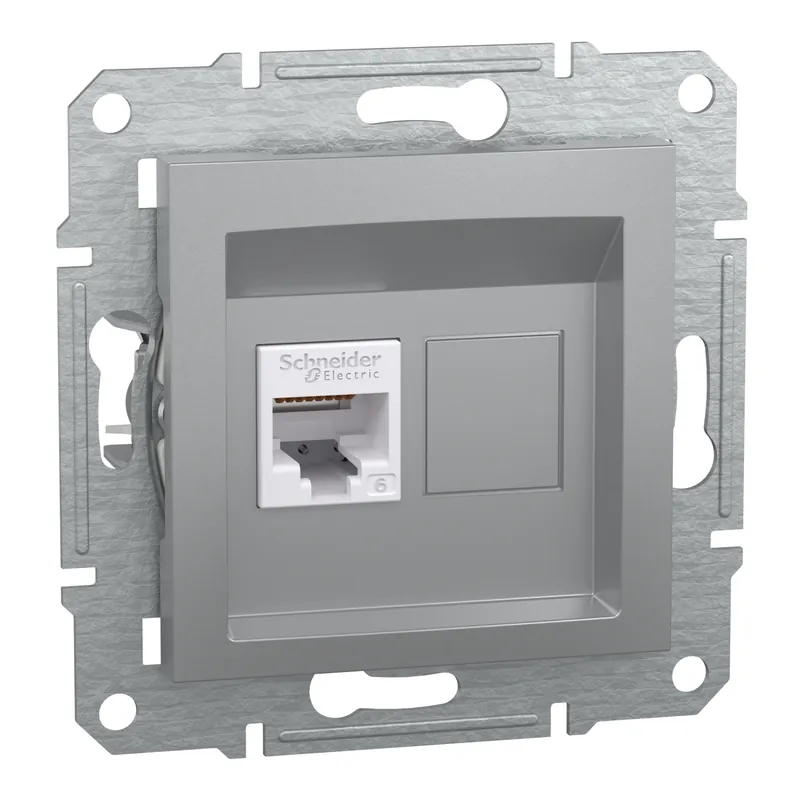 Zásuvka datová Schneider Electric Asfora CAT6 1× RJ45 aluminium