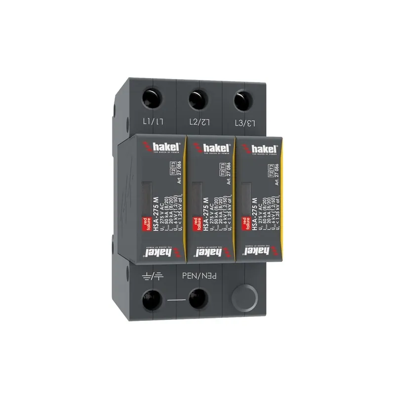 Svodič přepětí T2+T3 Hakel HSA-275/3+0 M