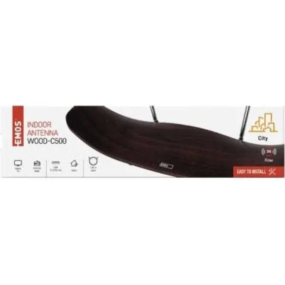J0708 Anténa pokojová CITY WOOD-C500, DVB-T2, DAB, FM, filtr LTE/4G/5G EMOS