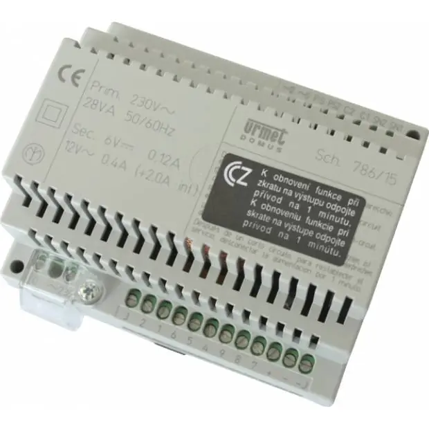 Zdroj 230V 28VA pro systémy DT s rozliš. vyzv. integr. relé 6 DIN modulů 786/15