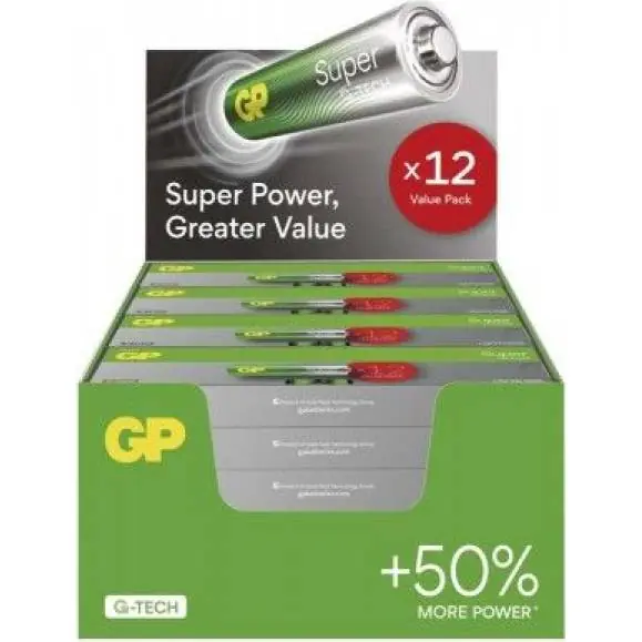 B0124T Alkalická batterie GP Super AA (LR6), 288 ks, display box GP