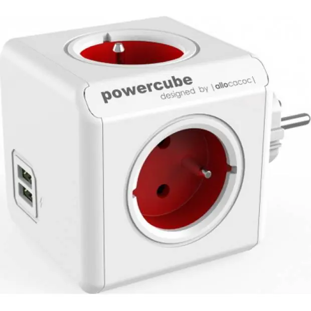 Napájecí kostka PowerCube zapojení přímo zásuvkou 230V USB /RED/