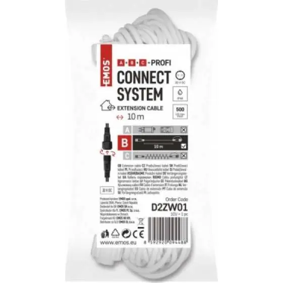 D2ZW01 Prodlužovací kabel pro spojovací řetězy Profi bílý, 10 m, venkovní i vnitřní EMOS Lighting